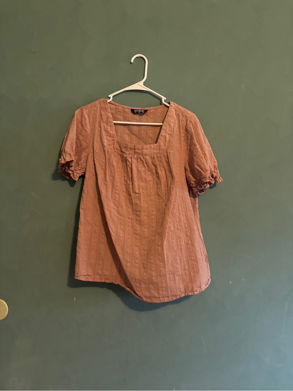 BloomChic Square Neck Puff Sleeve Blouse in Rosewood